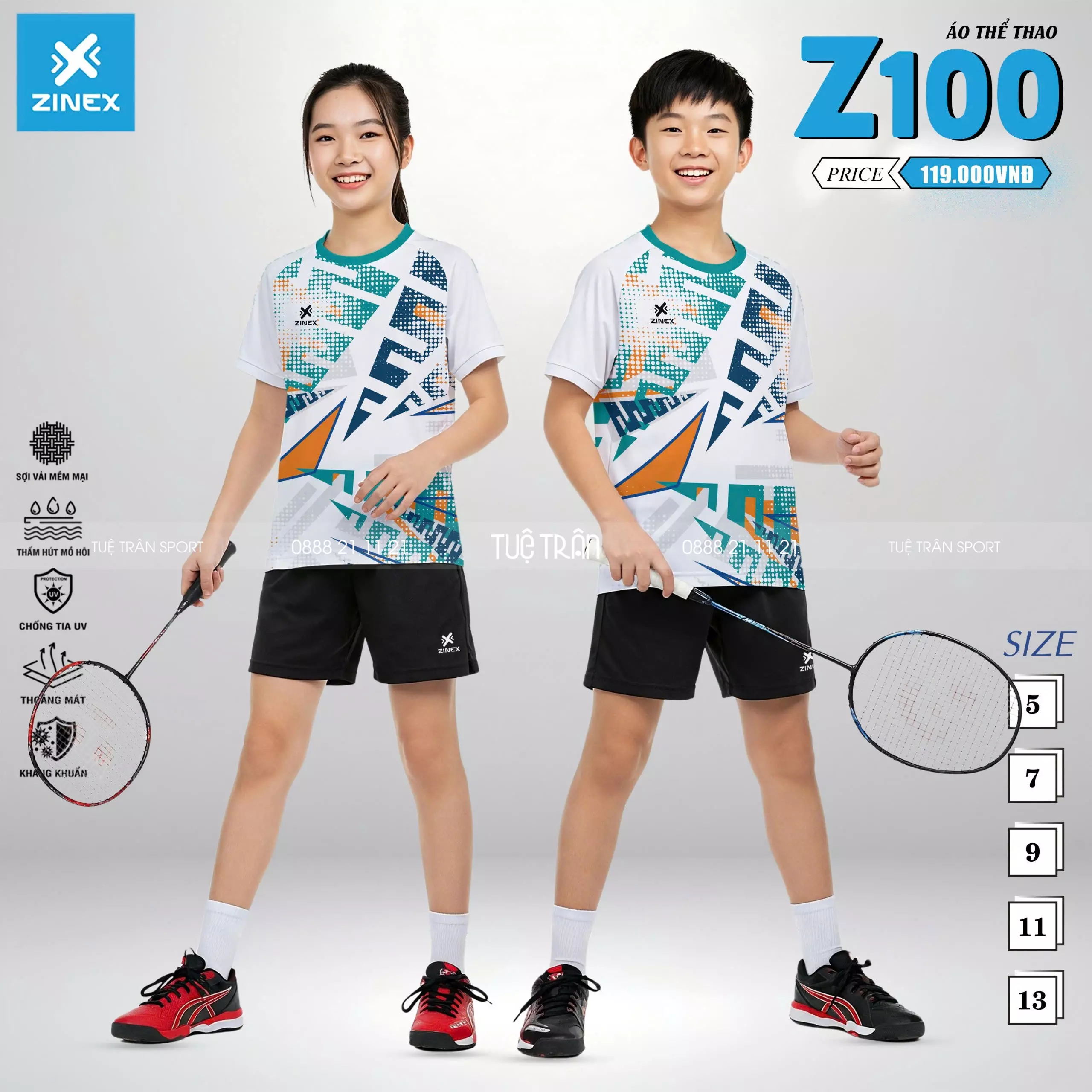 Áo cầu lông trẻ em - Zinex Z100